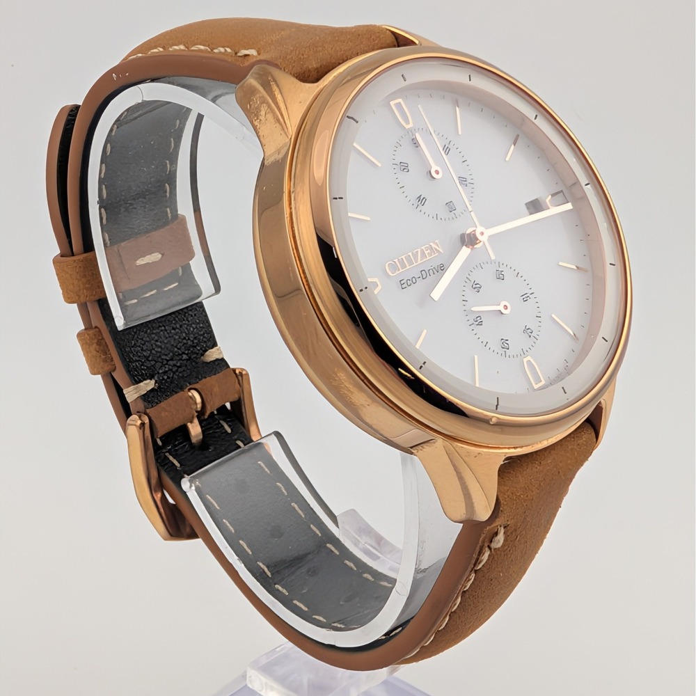 Citizen Chandler FB2003-05A Eco-Drive Chronograph Rose Gold White Dial Watch - Picture 7 of 10